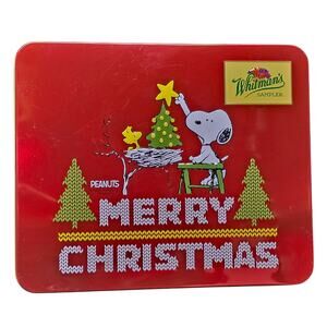 Whitman's Sampler Snoopy Red Merry Christmas Storage Container Peanuts Tin